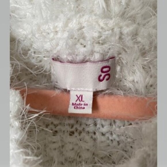 White Fluffy Crew Neck Sweater - Picture 2 of 3